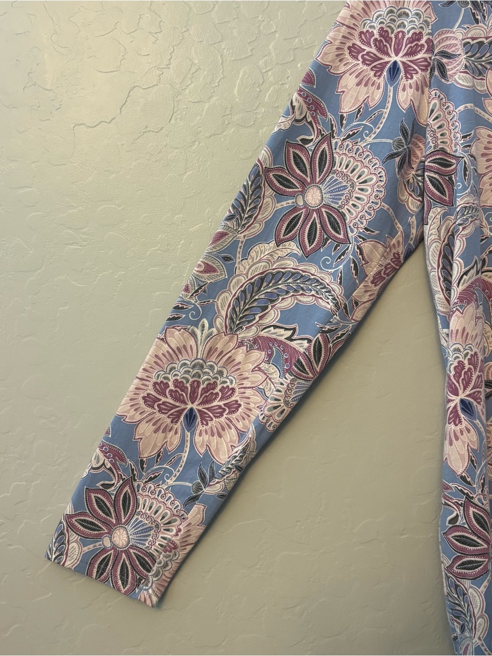 Pure jill long sleeve shirttail tee pima cotton blue pink paisley medium - Picture 5 of 16